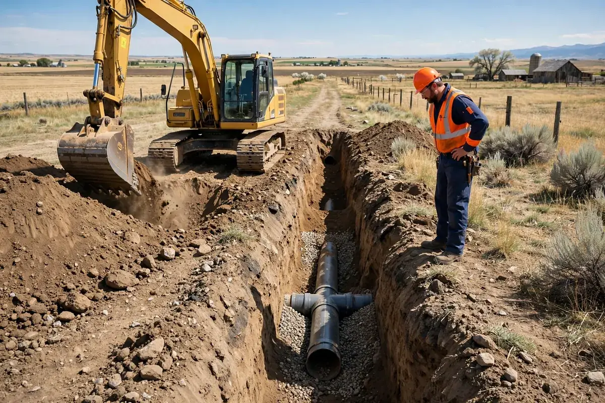 Sewer Line Repair in Henderson, CO — crew inspecting and repairing a sewer line with camera equipment at a home in Henderson, Adams County