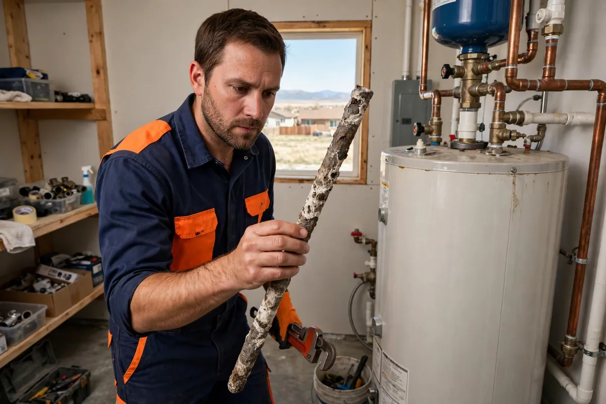 Water Heater Repair in Hudson, CO — technician servicing and repairing a tank water heater at a home in Hudson, Weld County