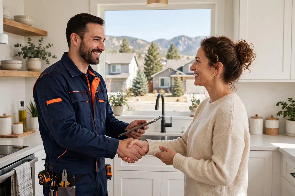 Emergency plumber in Brighton, CO with a local homeowner — trusted 24/7 plumbing crew
