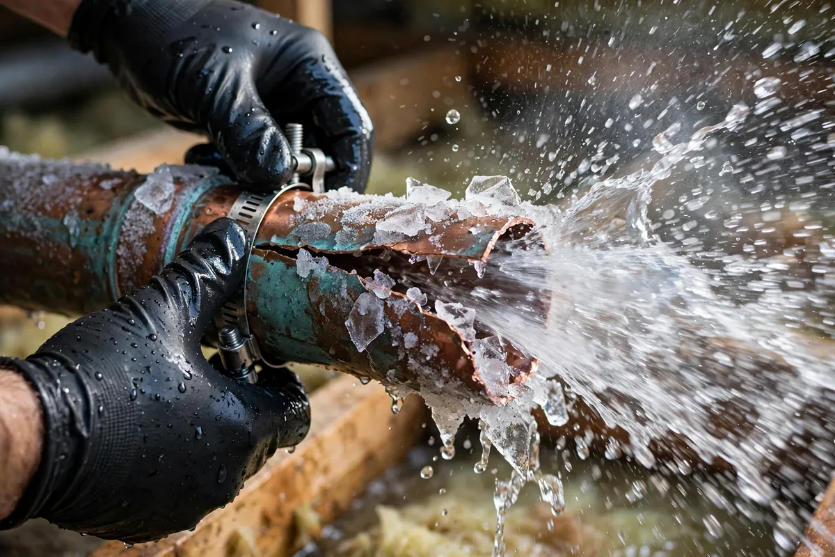 Burst Pipe Repair in Brighton, CO — plumber repairing a burst water pipe and stopping the leak