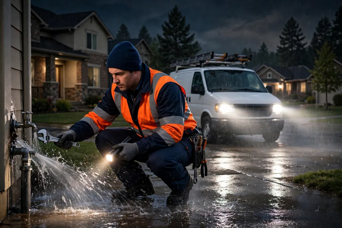 24/7 Emergency Plumber in Brighton, CO — 24/7 emergency plumber responding to an urgent call at a home